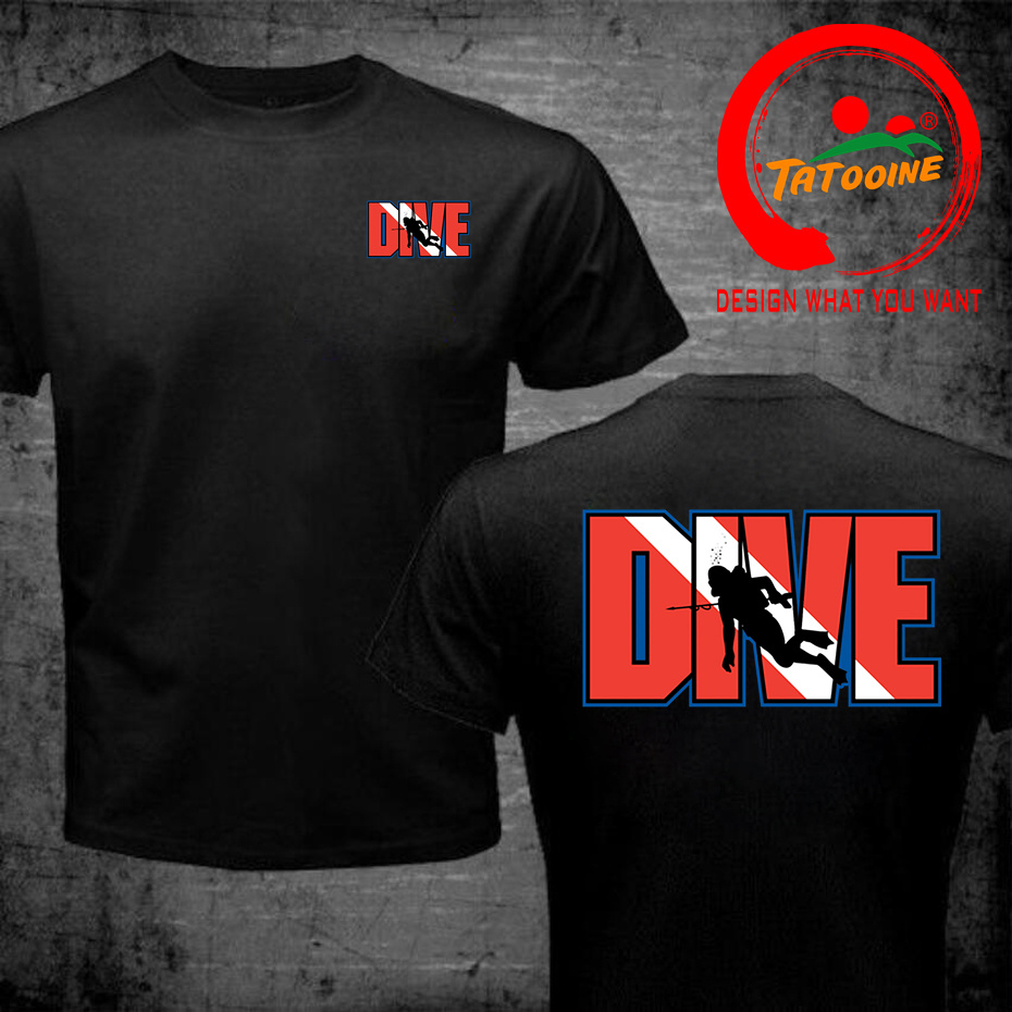 Summer Clothing Drive - Dos homens Scuba Drive T-Shirt, algodão