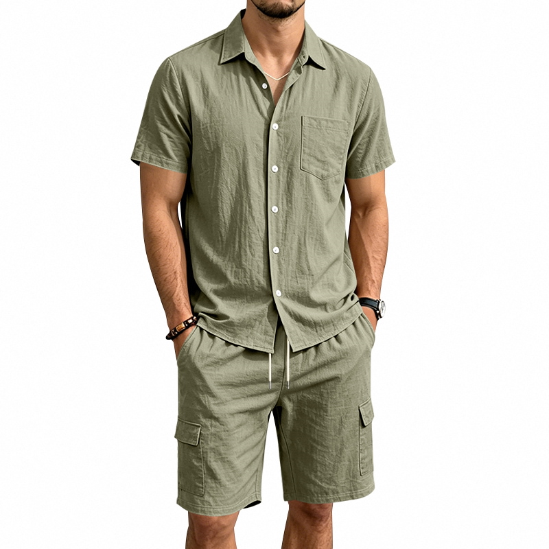 Summer Outdoor Clothing - Conjunto Masculino de Verão em Linho